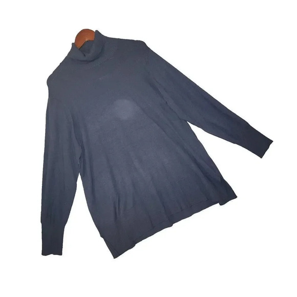 Soft Surrounding Women Grayish Blue Turtleneck Stretch Pullover Sweater Size 2X - Picture 6 of 9